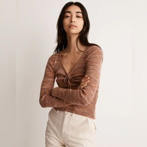 Madewell Space-Dyed V-Neck Cinched Sweater